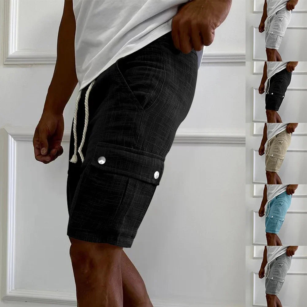 Hot Stylish Shorts Sports Elastic Waist Gray Khaki Light Gray M-3XL Men Shorts Solid Color Sports Summer Black