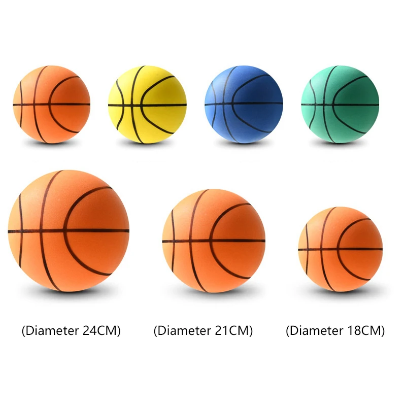 New 18/21/24cm Bouncing Mute Ball Indoor Silent Basketball With Hoop High-Resilience Lightweight Mini Basketball Kids Gifts