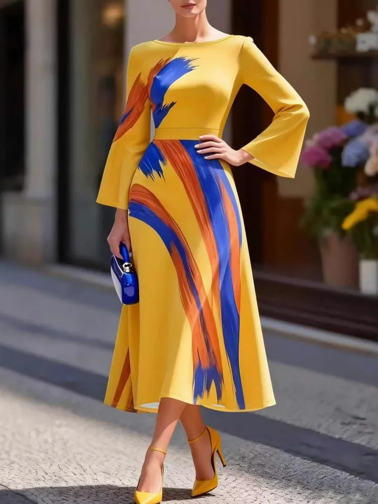 

Африканские платья для женщин, элегантное весенне-летнее платье миди с длинными рукавами Дашики, женская традиционная африканская одежда Fairy Dreaes