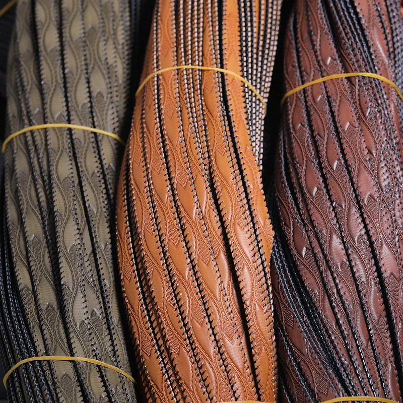 5m Faux Leather Cord Trimming Leaf-Embossed Colored Leather Strips DIY Stitching Jewelry Material Handmade Clothing Accessories