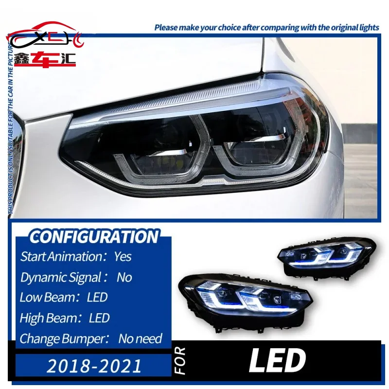 

For 2018-2021 BMW X3 headlight assembly G01 G08 laser high and low beam headlights, old to new DRL dynamic turn signal lights