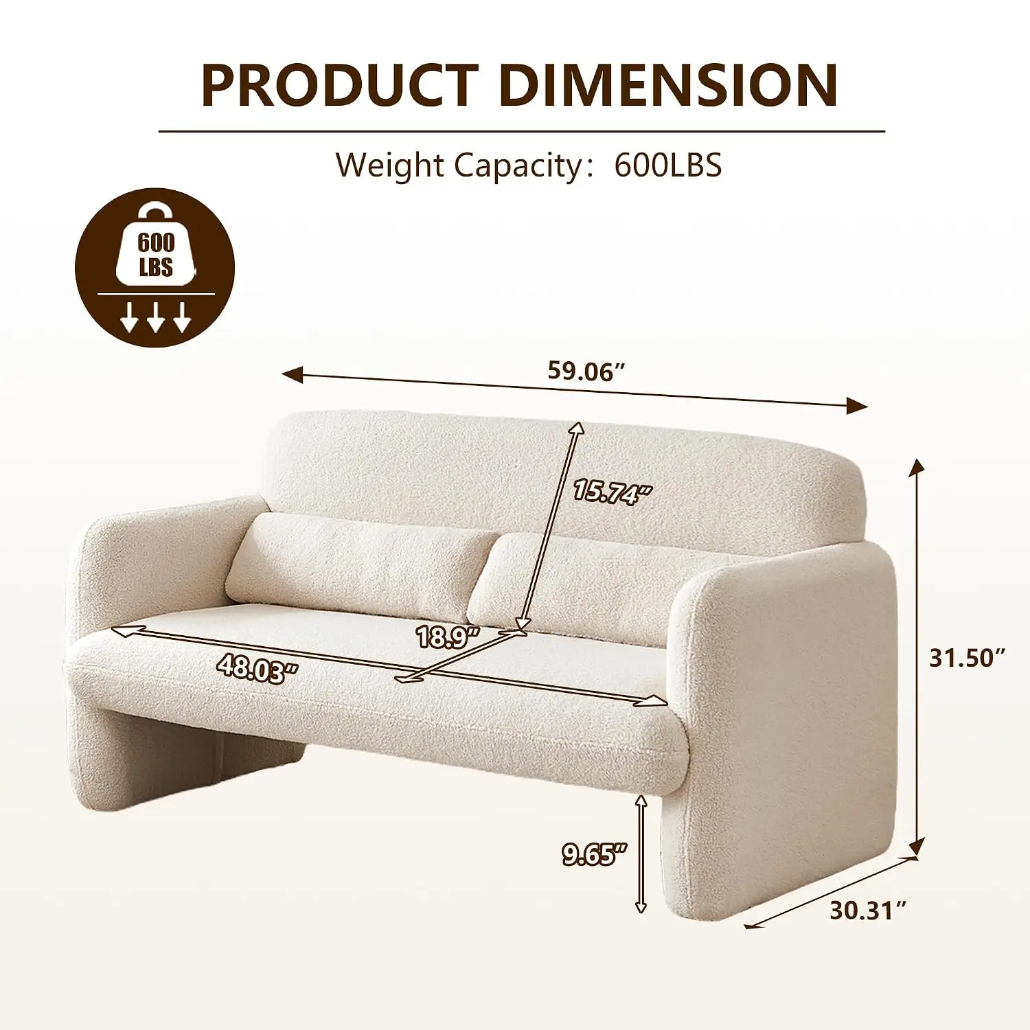 Loveseat Sofa, 59