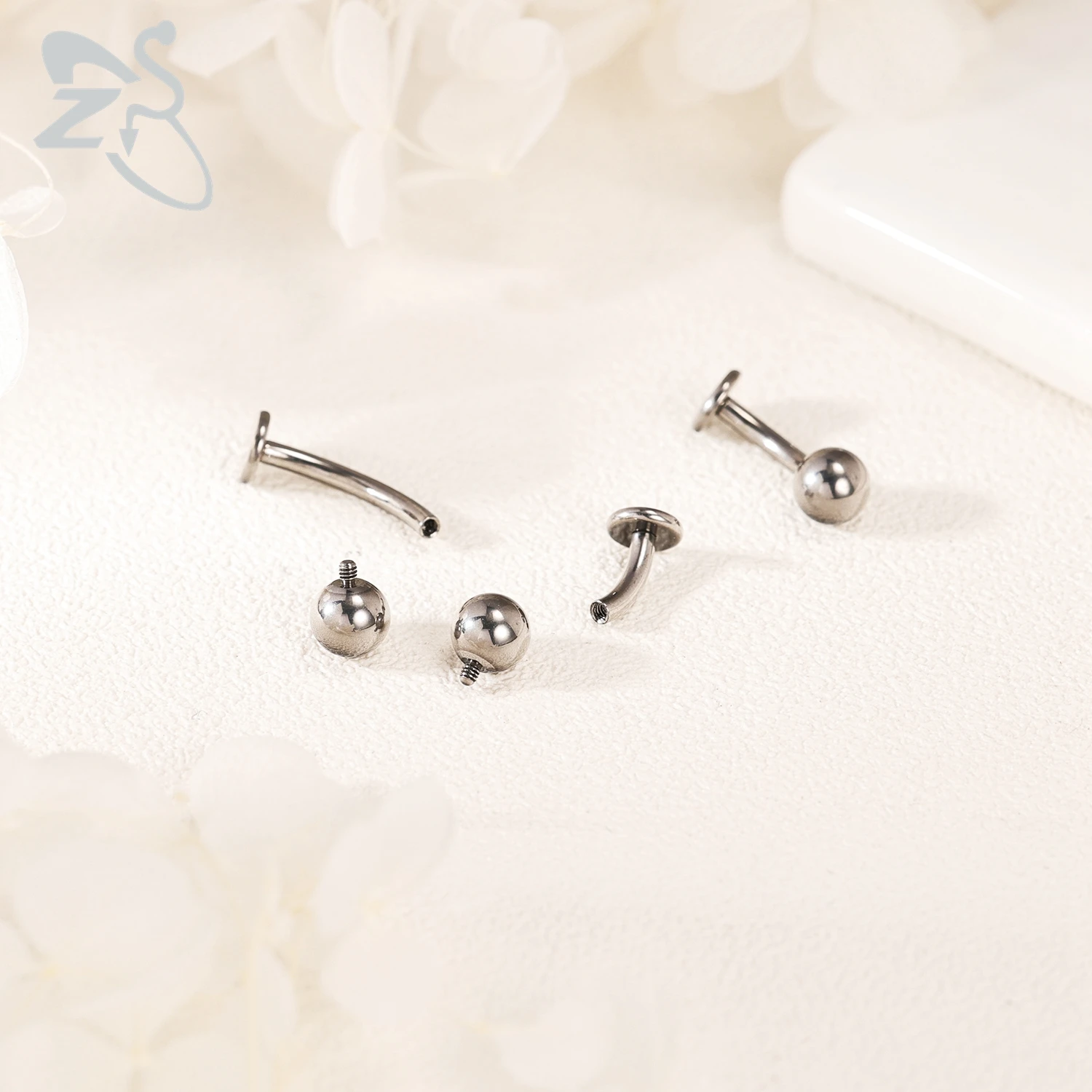 ZS 1 PC F136 G23 Titanium Steel Belly Button Ring For Men Women 14G Flat Back Navel Lip Piercing CZ Crystal Body Jewelry 6-14MM