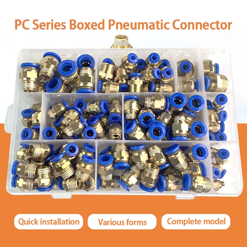 

PC6-02 PC8-02 PC10-02 PC Series Boxed Air Joint Hose Connectors Tube Pneumatic Fittings 1/4 1/8 Push in Quick Release Couplings