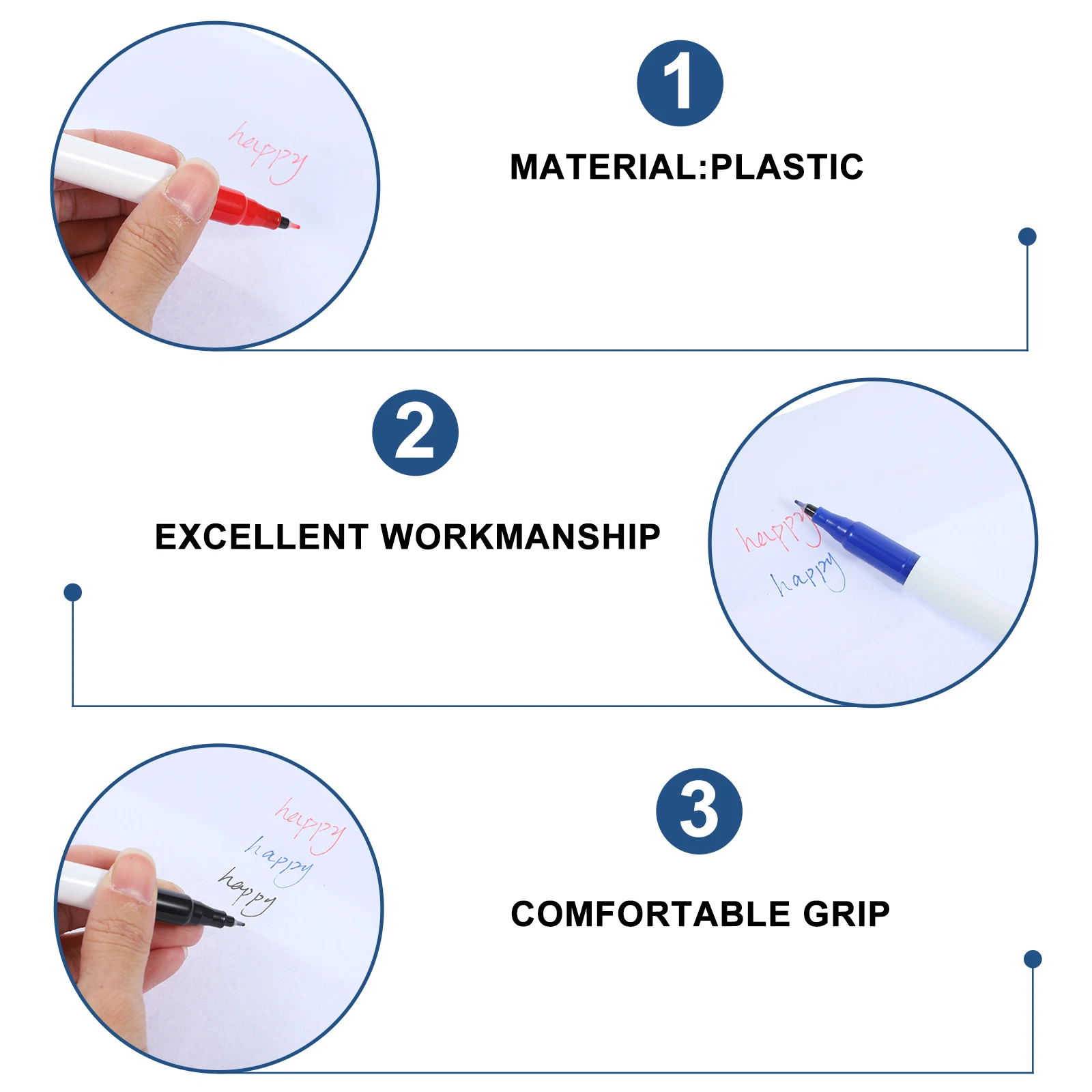 

6pcs Whiteboard Markers Erasable Dry Erase Pens Reusable Fine Tip Marker Pens For Office Classroom Portable Multi-Function