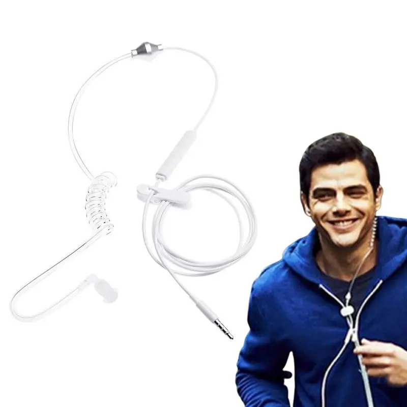 Tube d'air stéréo avec fil, Double spirale, tuyau d'aspiration, anti-radiation, écouteurs avec micro, contrôle du Volume, interrupteur Onoff, Mm