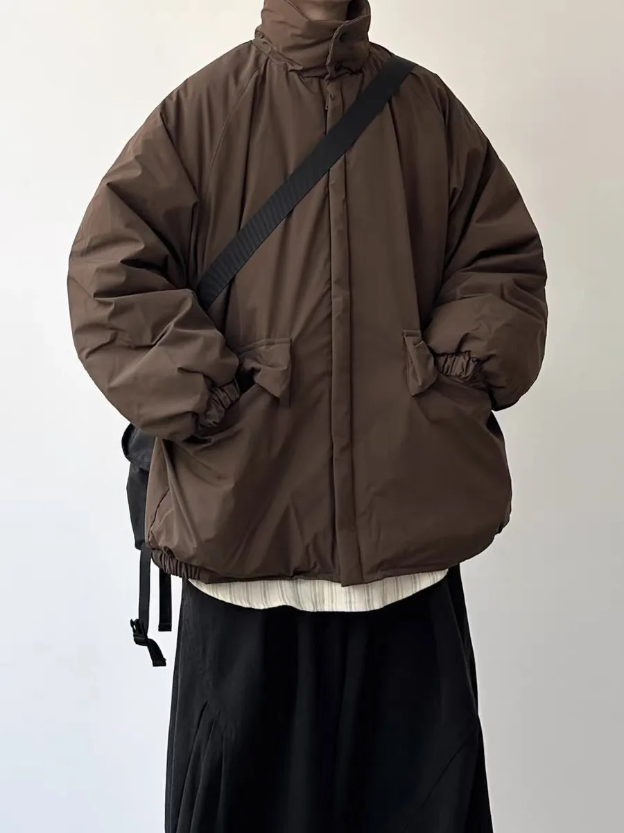 

Winter Thiened Casual Cotton Jaet Stand Collar Loose Fit Commute Warm Youth Sle Long Sve Pure Color ex Coat