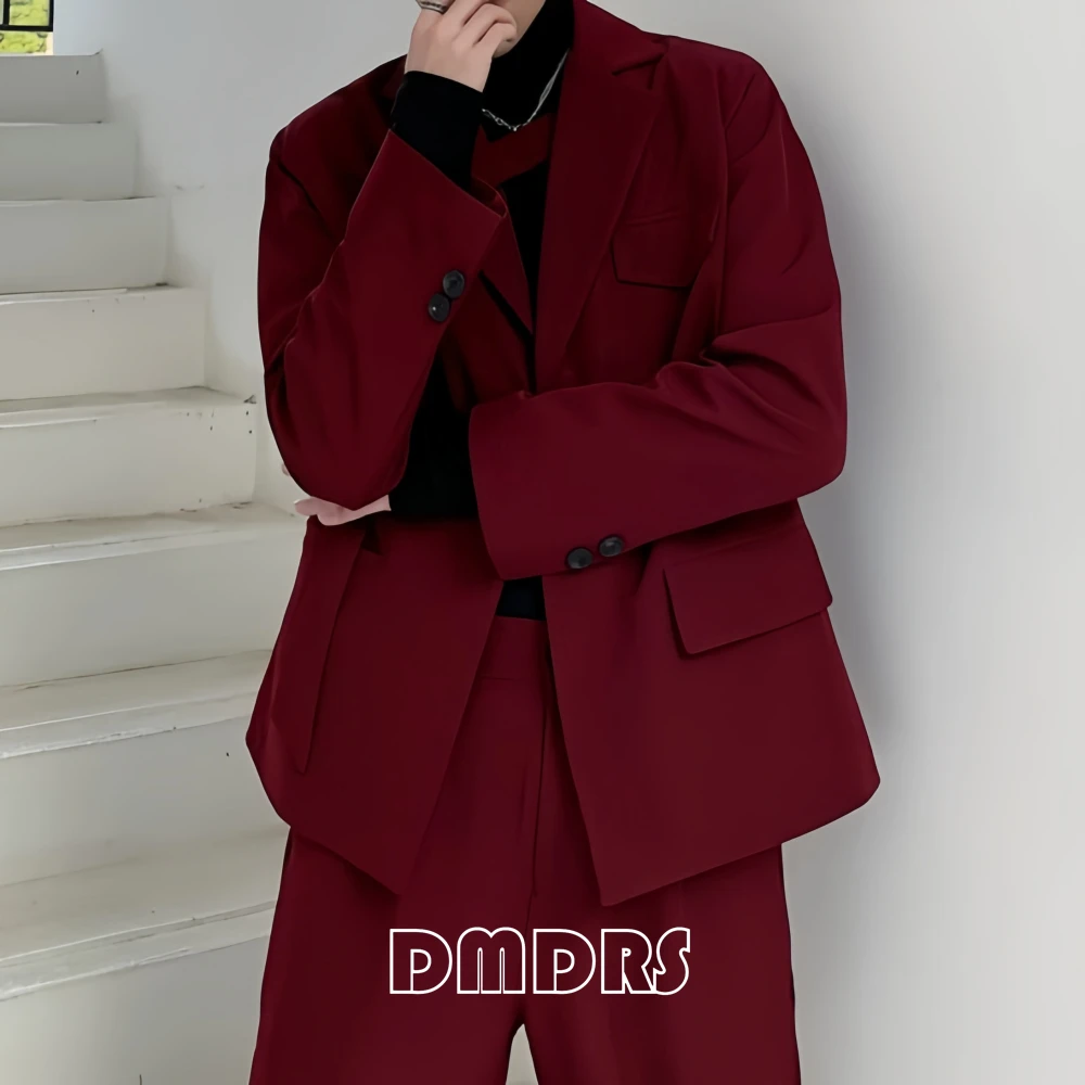 Men's Fashion 2-Piece Suit Set, Casual Chic Spring Autumn Suit Pants Set, Single Breasted Notch Collar Blazer and Pants