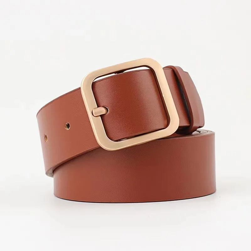 ALA Rising|2024C New Style Belt Real Leather Square Metal Vintage Simple Design All Mtach Women Belts