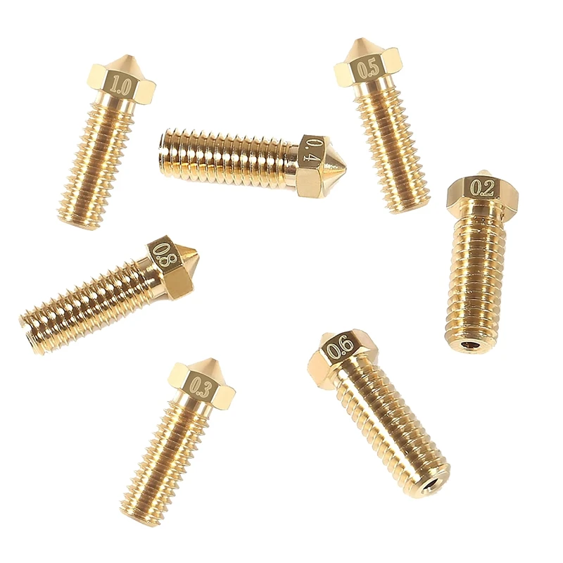 35Pcs Brass Nozzle Kit 0.2Mm 0.3Mm 0.4Mm 0.5Mm 0.6Mm 0.8Mm 1.0Mm 3D Printer Nozzles Extra Extruder Nozzles M6