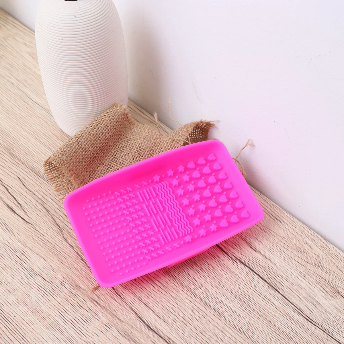 1pc tampone di pulizia in silicone rosato per il lavaggio del trucco durevole tappetino per scrubber strumento spazzola tampone per pulizia spazzola per trucco tappetino per pulizia