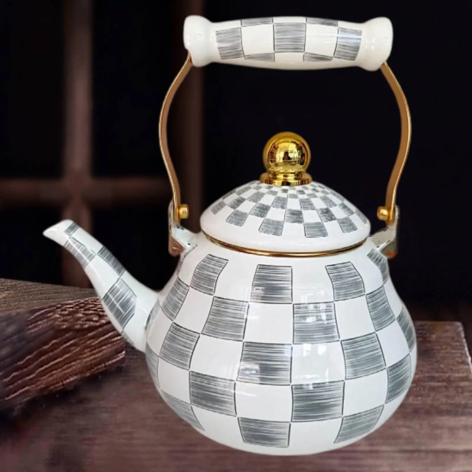 Enamel Tea Kettle Teakettle Water Kettle Sturdy Decorative Classic Design Milk Warmer Vintage Tea Pot for Kitchen Stovetop