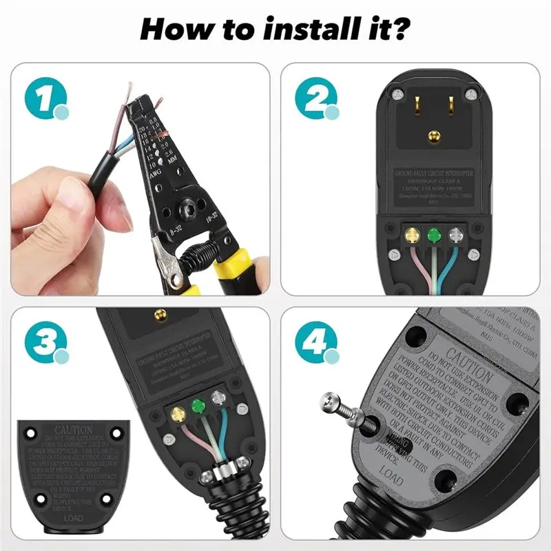 DT17 GFCI Replacement Plug 15 for Amp, Auto Reset 3 Prong Ground Fault Circuit Interrupter Safety Plug US Standard 120V