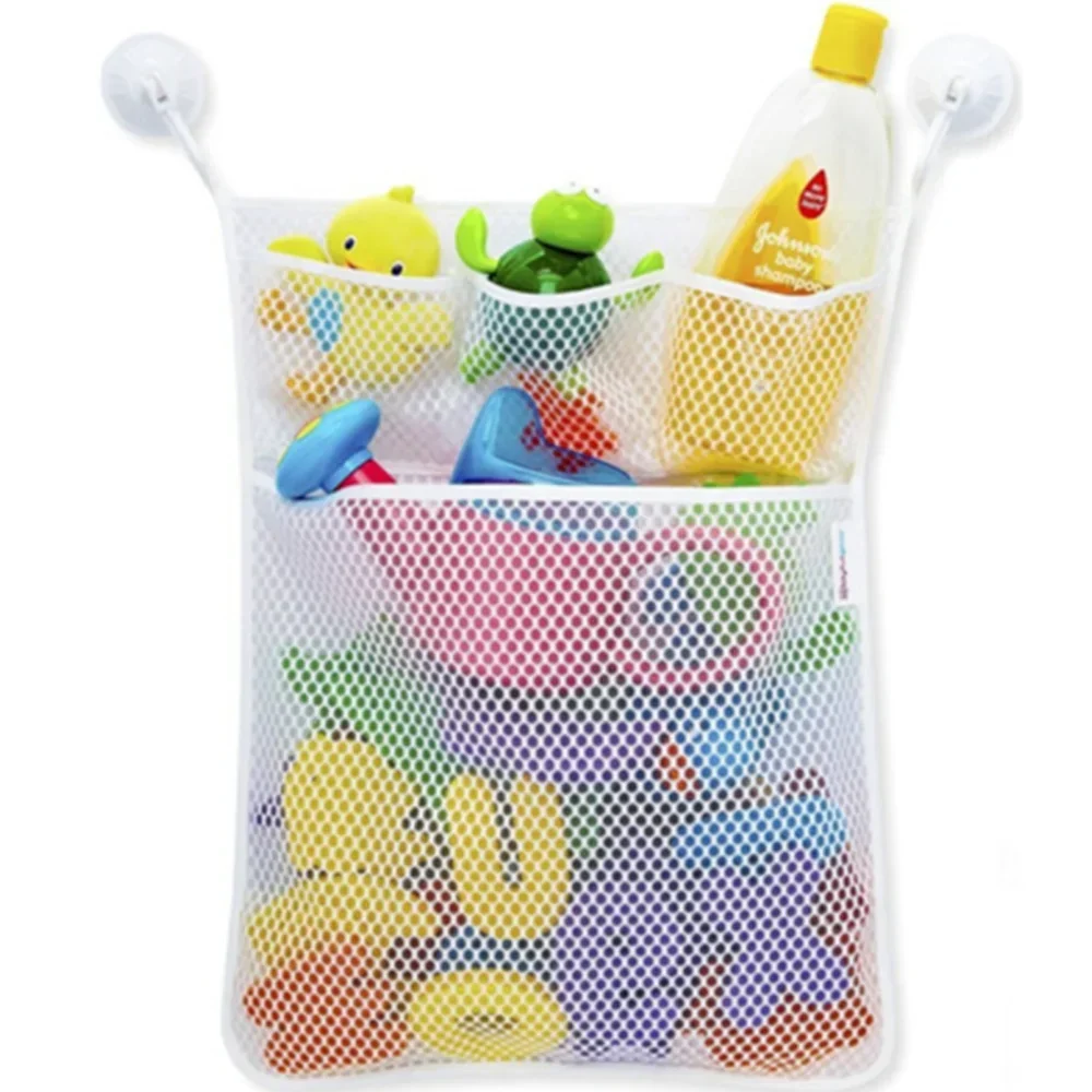 Baby Bath Toy Storage Bag Bathroom Mesh Bag for Baby Bath Toys Organizer with Suckers Pool Sand Holder Storage String Bag