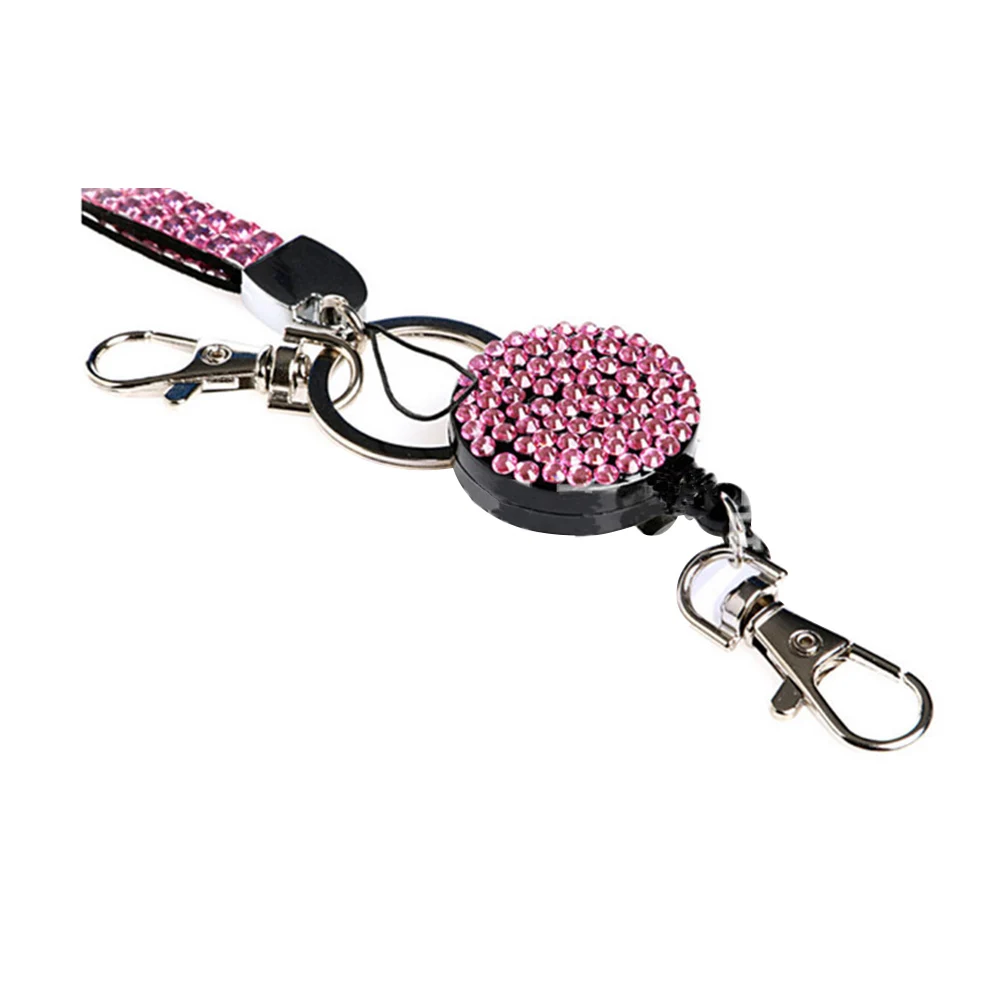 

1PC Diamond Studded Lanyard Card Holder Business ID Badge Protector Clear Window Travel Accessory Gift For Friends