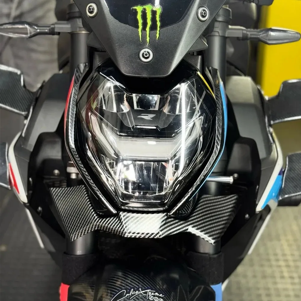 For BMW F900R 2021-2024 3K %100 carbon fiber front spoiler downforce bare aerodynamic wing deflection front headlight extension