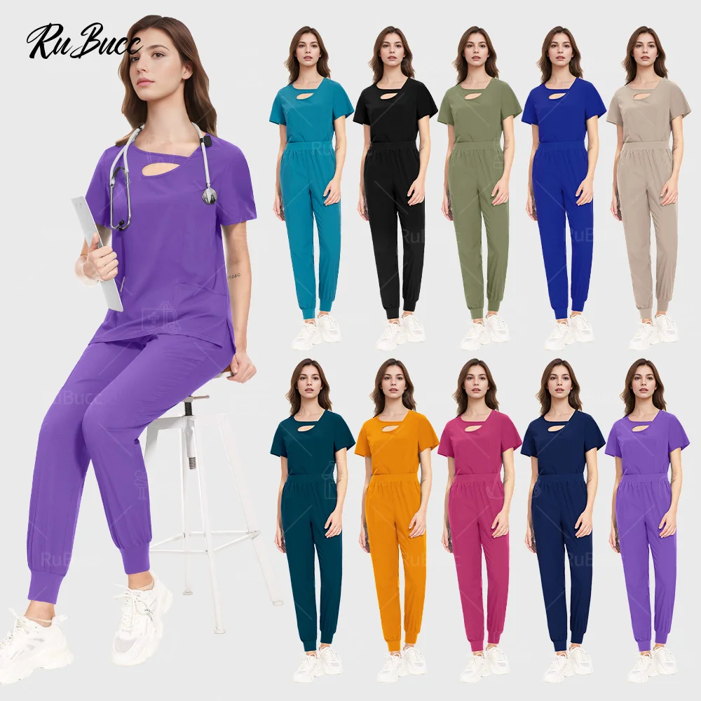 Medical Uniform Tops+pants Short Sleeve Pet Grooming Doctor Nursing Uniforms Sets Women Surgery Workwear Scrub Nurse Accessories