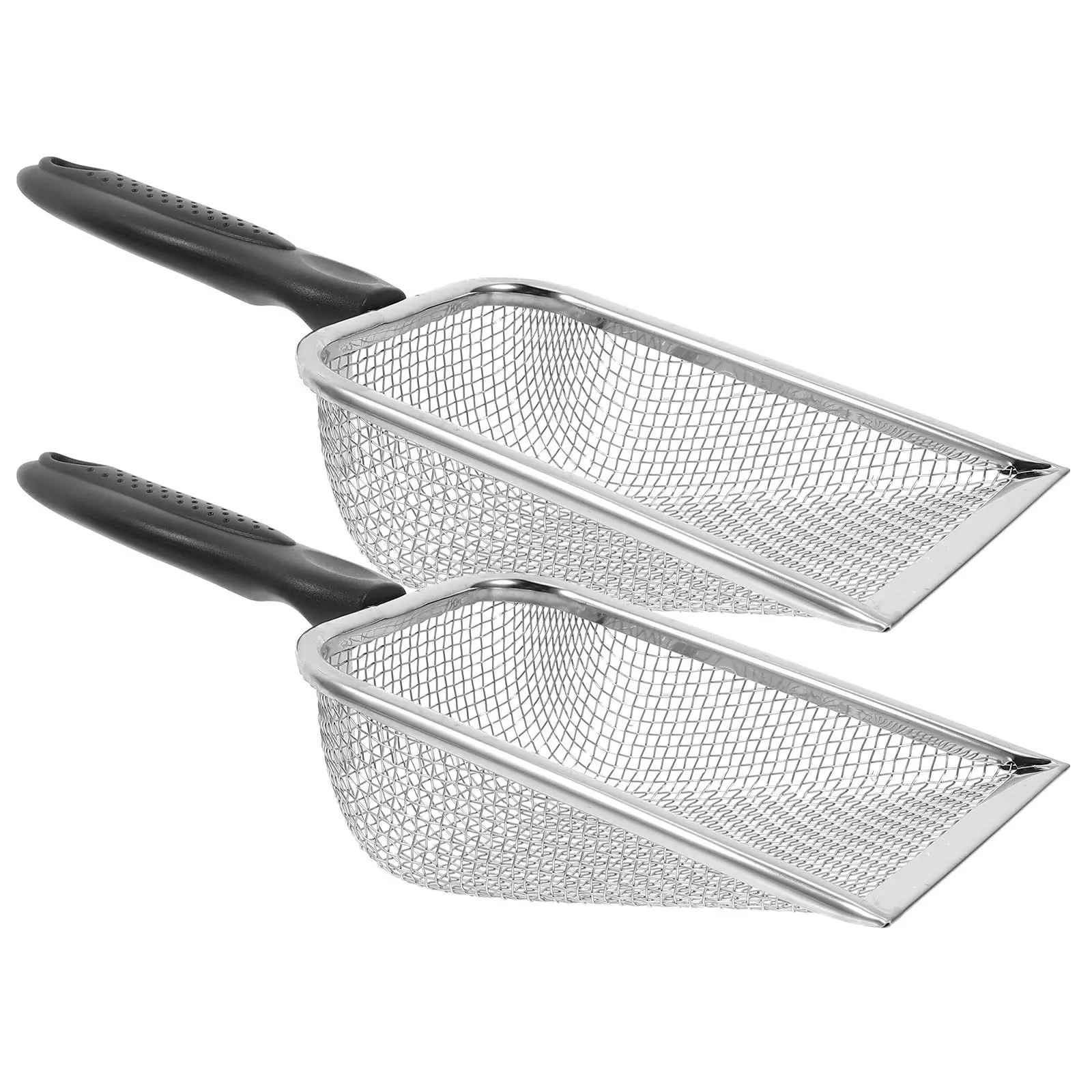 2Pcs Beach Mesh Sand Filter Shovel Set Funny Creative Stainless Steel Handle Portable Sand Scoop Tool Seashell Cleaner for Beach