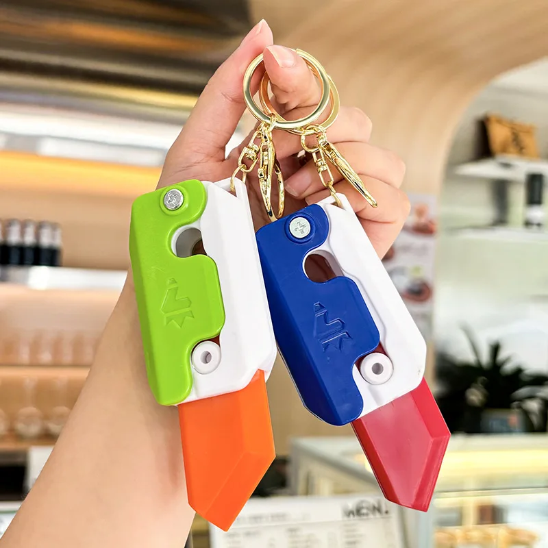 3d print keychain Key Buckle Gravity Carrot Key Chain Keyring Pendant Fidget Carrot Toys Push Card 3D Printing 3D Gravity