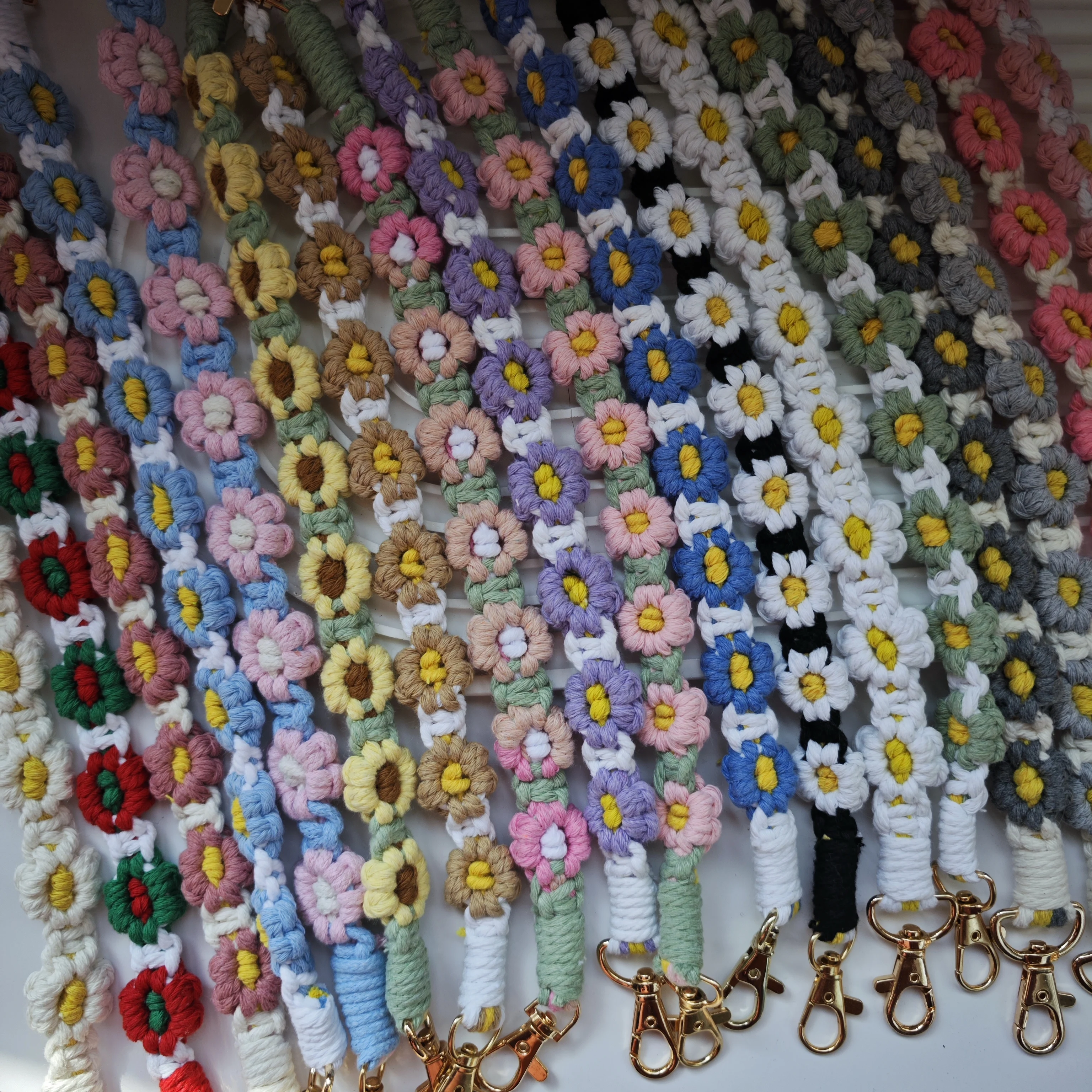 Hand-Woven Cotton Rope For Sports Water Cups, Coffee Cups, Portable Water Cups With Small Daisies, And Packing Handles