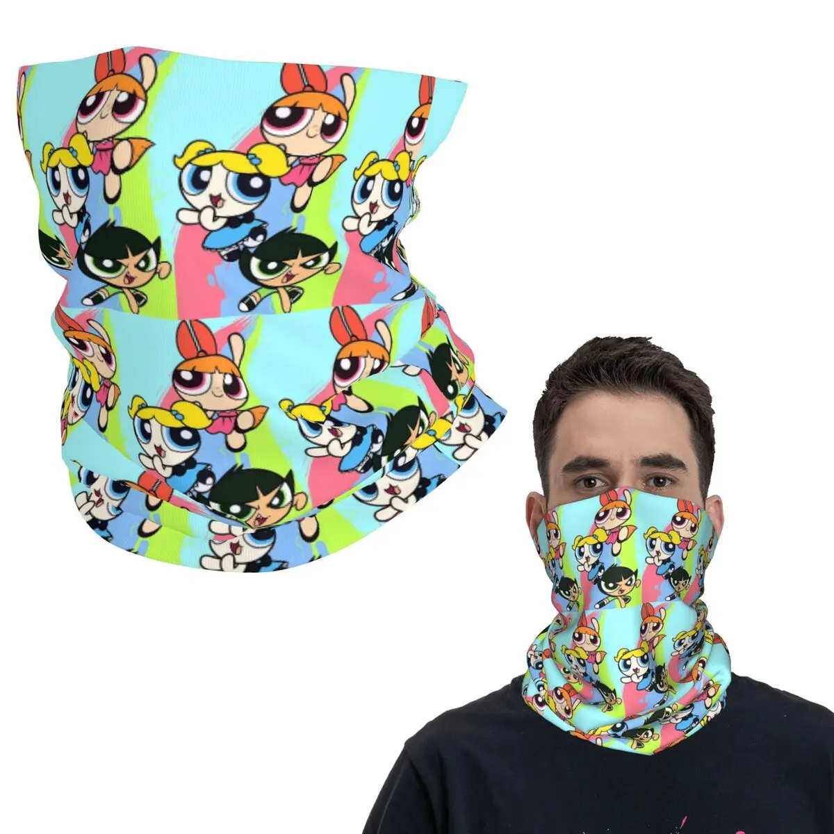 

Милая бандана с рисунком P-Powerpuff для девочек, гетры с принтом, маска, шарф, многофункциональная Балаклава для езды на велосипеде, унисекс для взрослых
