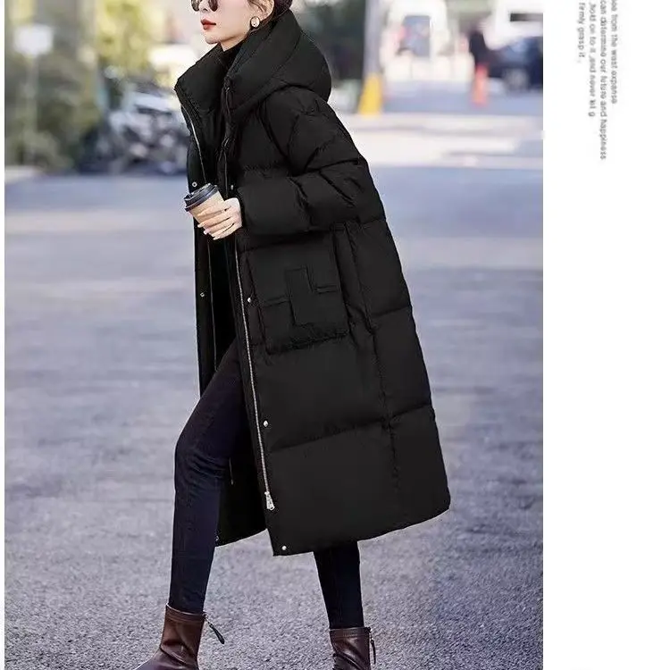 NIEUW 2025, katoenen jas, verdikt donsjack, dames lange knie over katoenen jas, losse broodjas, katoenen winterjas