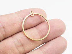 20pcs Round Circle Earring Charms, Brass Round Connector, Round Brass Charm, Earring Findings, 25x1mm, Jewelry Making -R517