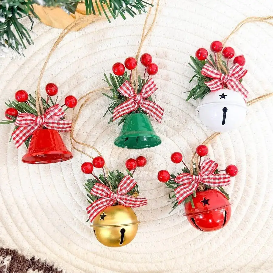 1/5/10/20/50/100pcs Random Style Christmas Bells, Christmas Bell Flower Ornaments, Christmas Bell Pendant Decorations, Christmas