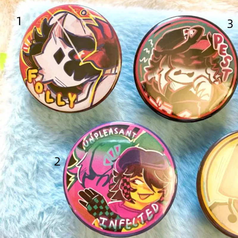 Regretevator Button Pins - Folly , Poob , Pest , Lampert , Infected , Unpleasant,Cute cartoon game Character badge