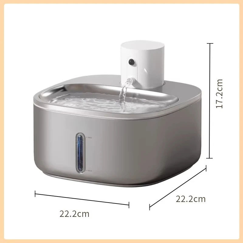

Индукционный диспенсер для воды из нержавеющей стали 304 с циркуляцией, беспроводной, без подключения к сети, с аккумулятором, увеличенный и расширенный, для кошек и собак