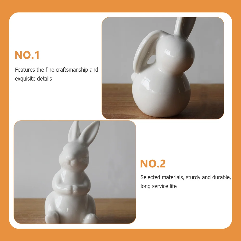 

3Pcs Ceramic Rabbit Decor Desktop Ornament Compact Design Easter Party Decoration Rabbit Statues Desktop Adornment