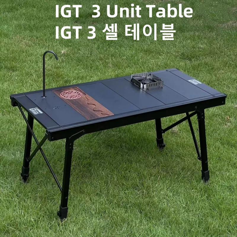 캠핑 IGT 테이블 IGT 3 유닛 알루미늄 합금 테이블, 휴대용 접이식 분리형 BBQ, 다기능 확장형 피크닉 테이블