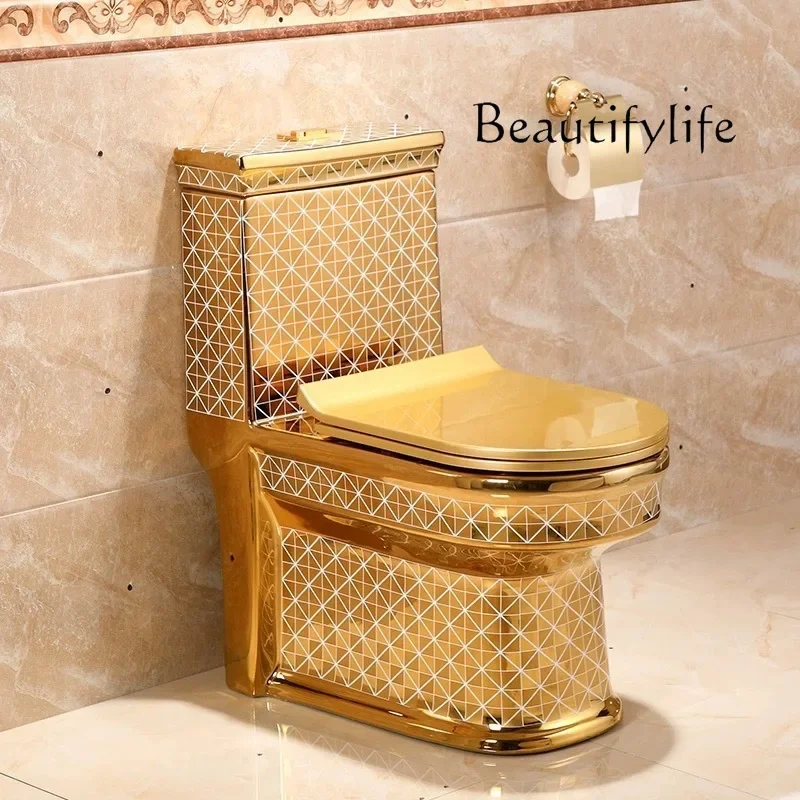 N69 Gold toilet electroplated ceramic super vortex joint high temperature high luxury local tyrant gold toilet designer with wat