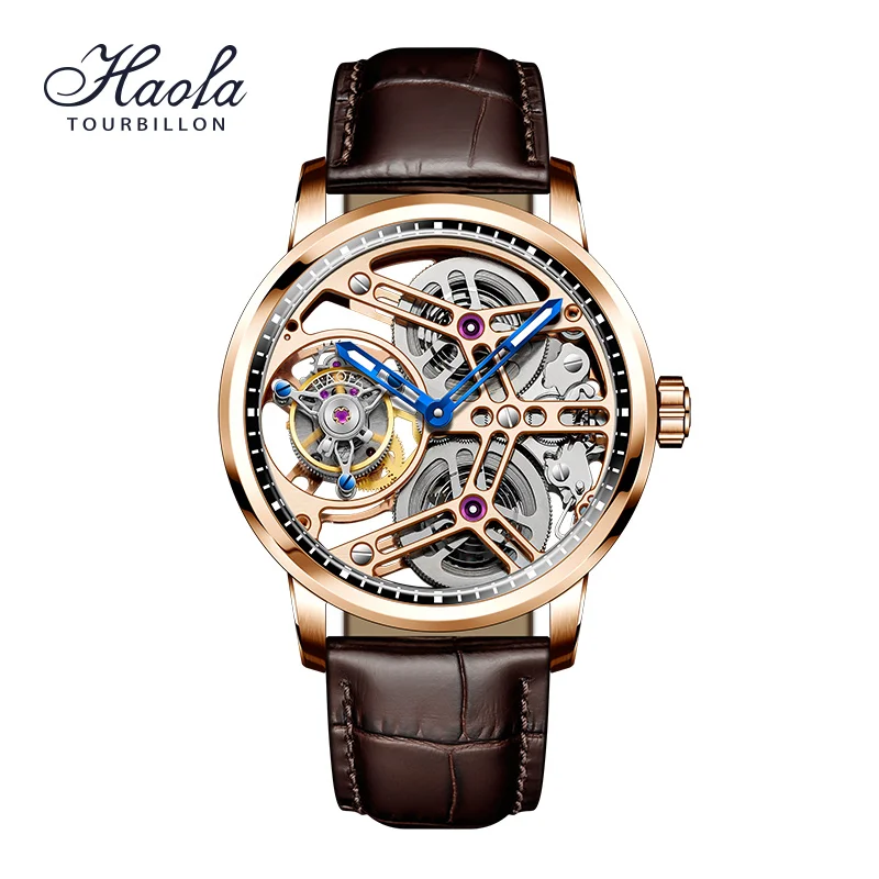 Imagem -06 - Haofa Esqueleto Manual Tourbillon Relógio Mecânico para Homens Movimento Oco Luxo Safira Turbilhão Voador Relógio Negócios 1940