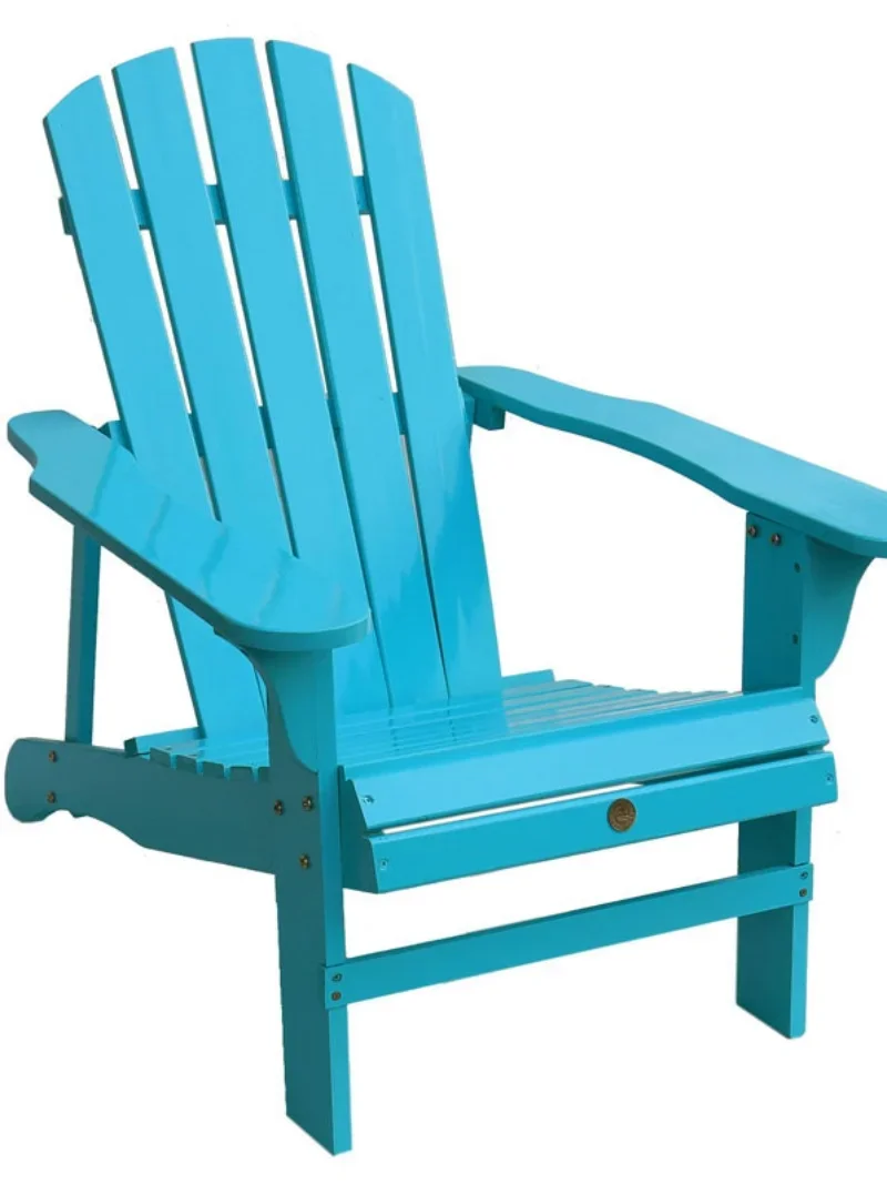 

#Beach minimalist retro lounge chair, outdoor solid wood backrest balcony, natural wood garden, leisure European and American