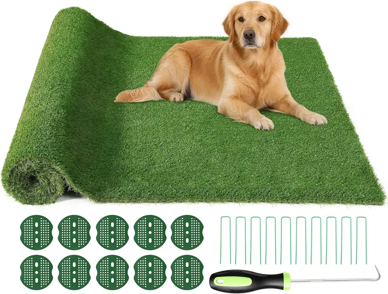 

Artificial Grass Turf 4x10 FT, 1.38" Thick Fake Grass Rug, Three-Tone Synthetic Turf with Drainage, Outdoor Grass Mat for Backya
