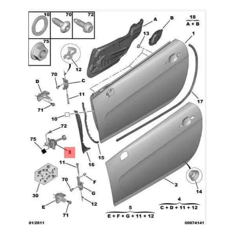 For 308 308CC 9181P8 Chain Stop Car Door Limiter Check Belt Open Limiter-ABQA