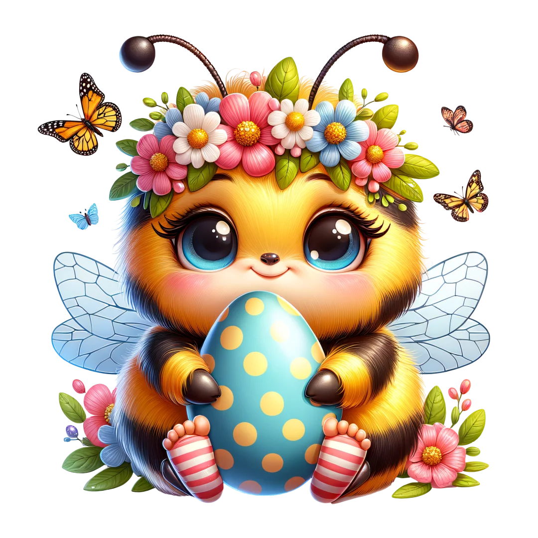 Easter Wreath Little Bee Silicone Baking Mold Holding Easter Egg Shaped Chocolate Fondant Cake Decoration Mold