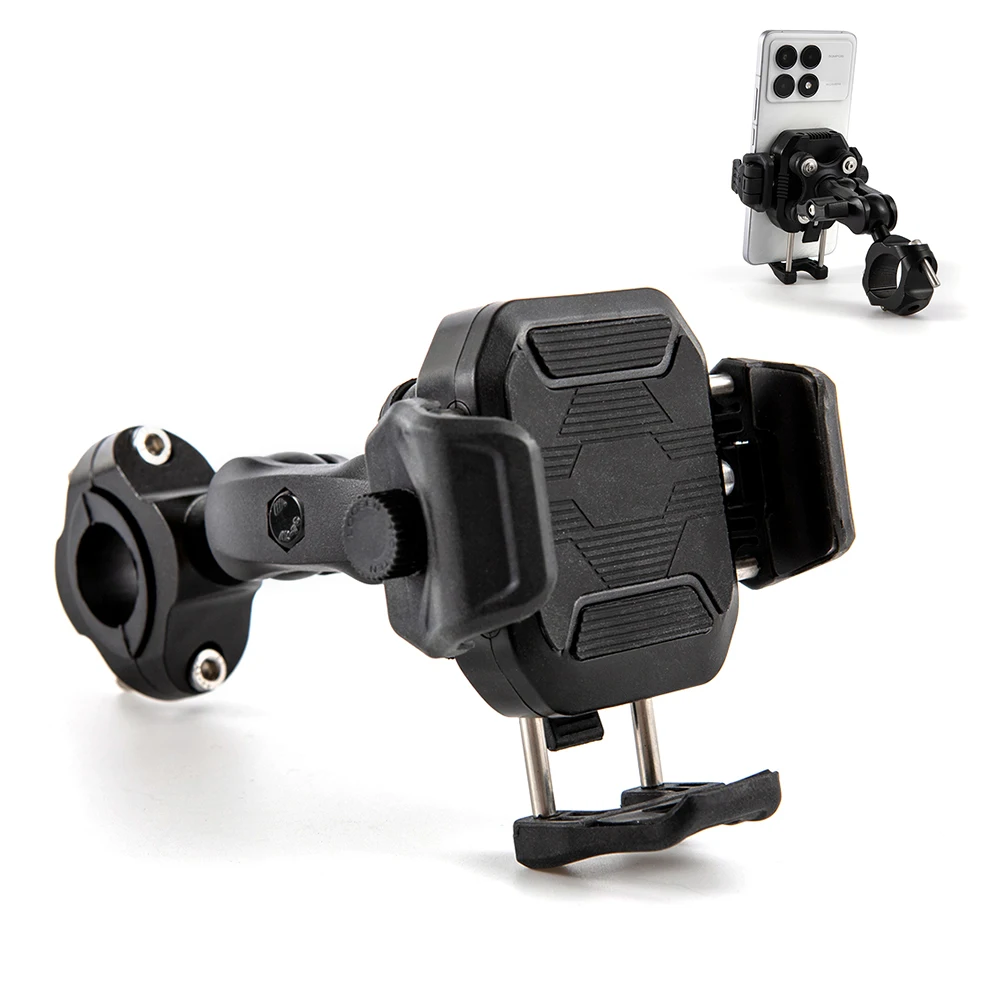 DUILU Motorcycle Bike Phone Holder w/ Shock Absorbe Handlebar Fork Stem Mount GPS Clip For Shockproof Mobile Phone Stand