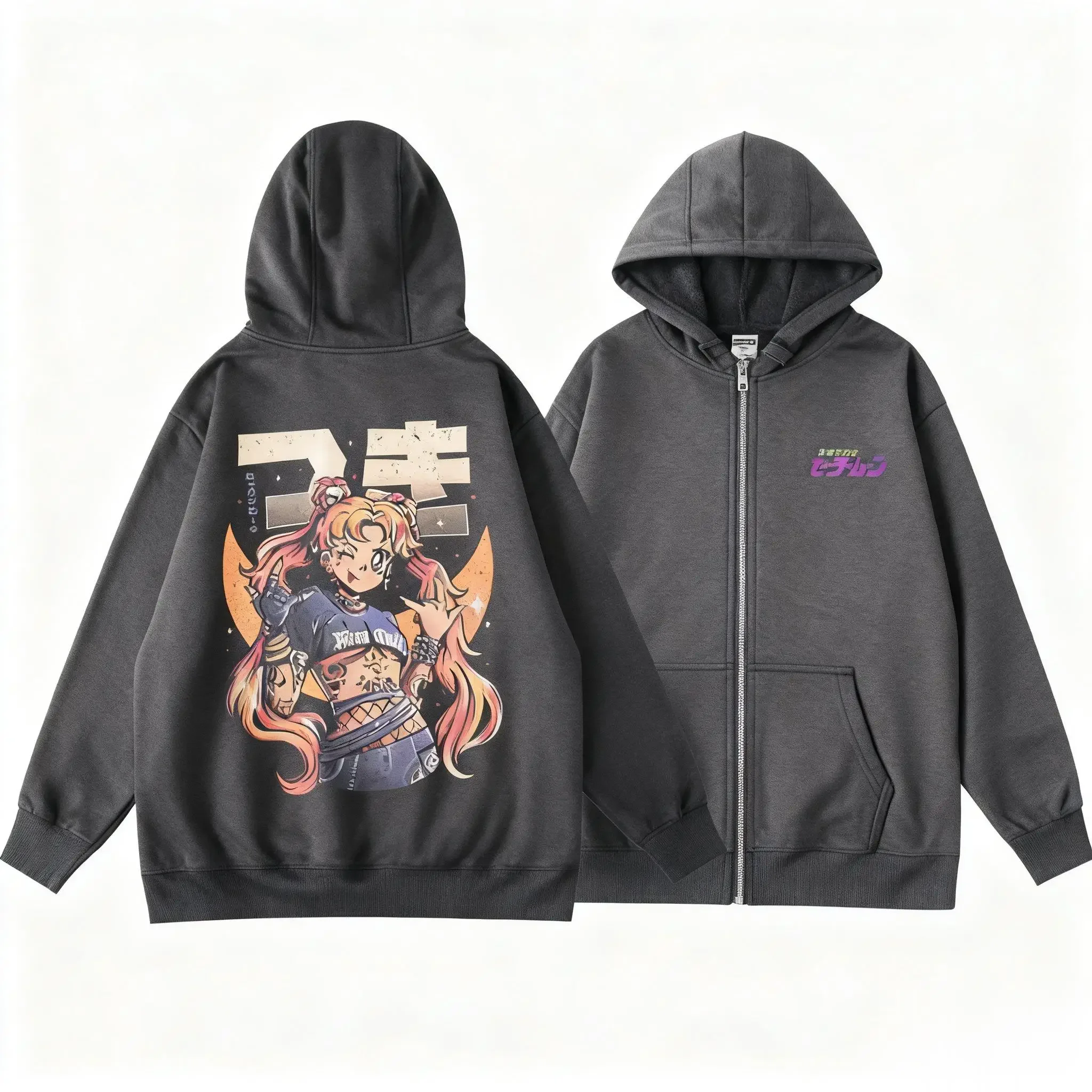 Nieuwe Unisex Sailor Moon Anime Hoodie Mannen Vrouwen Zip Up Jas Grafische Print Streetwear Sweatshirt Oversized Casual Herfst Tops