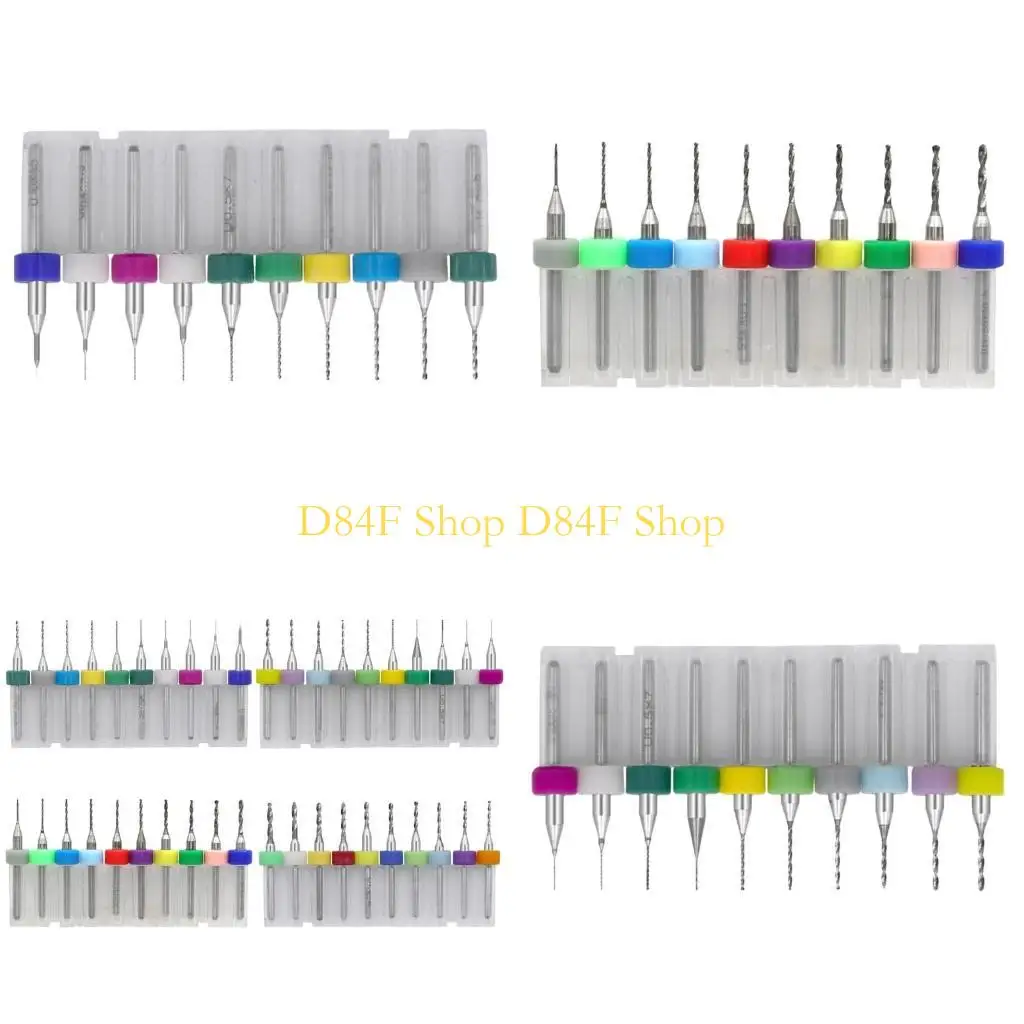 

D84F Engraving Tool Set, 10Pcs Miniature Drill Bits for Delicate Projects (0.1mm-2mm)