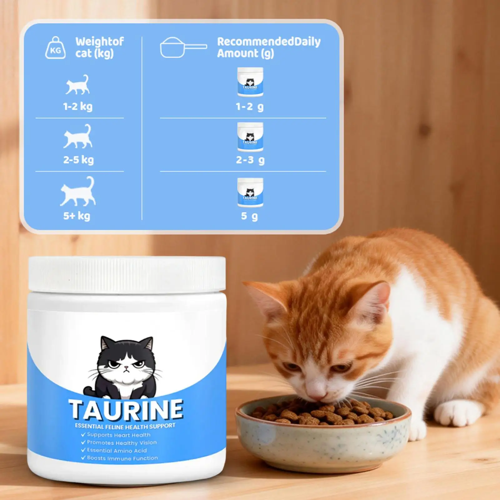 Katzen-Taurin-Pulver zur Unterstützung der Herzgesundheit und -stabilität der Haustiere, Erhaltung der Sehkraft, sanfte Formel, tägliche Pflege, Nährstoffpulver für Haustiere – Detail 5