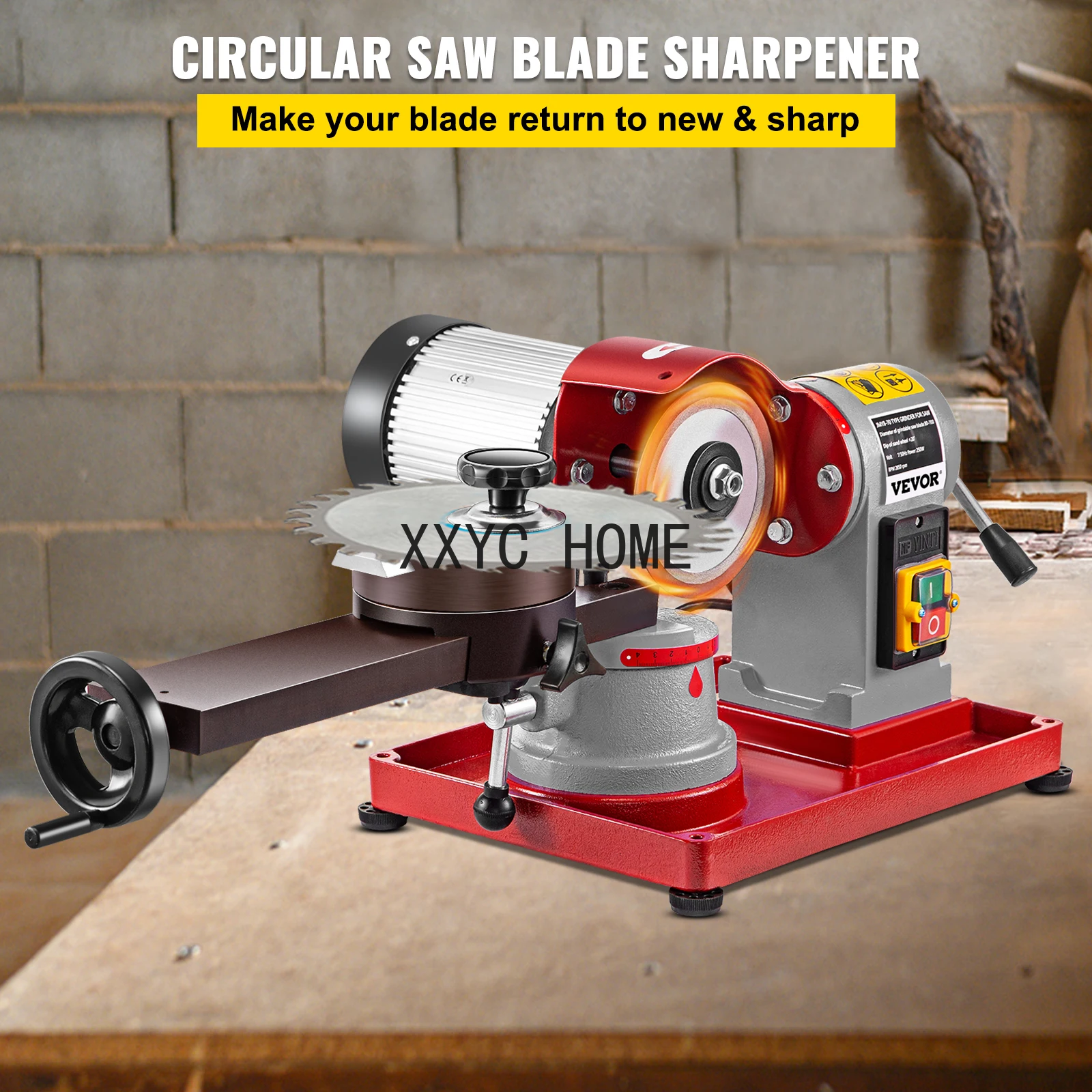 370W Circular Saw Blade Grinder Sharpener 5Inch Wheel Rotary Angle Mill Grinding for Carbide Tipped Saw Wood-Based Panel