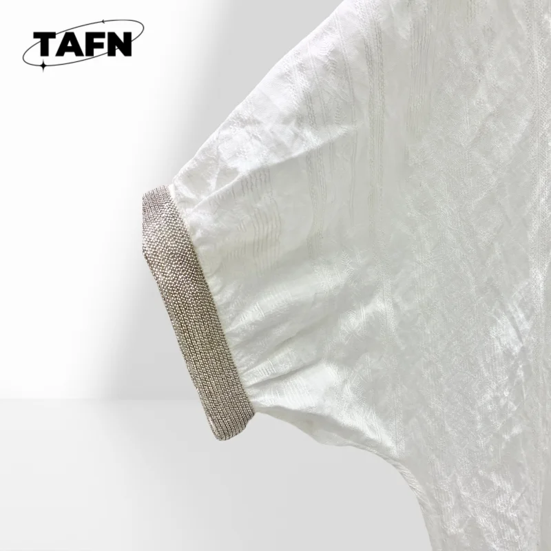 قميص نسائي من الساتان بأكمام طويلة وياقة مقلوبة بلوزة للسيدات قميص أبيض كلاسيكي بأزرار للأسفل بلوزة رسمية OfficeAH0145