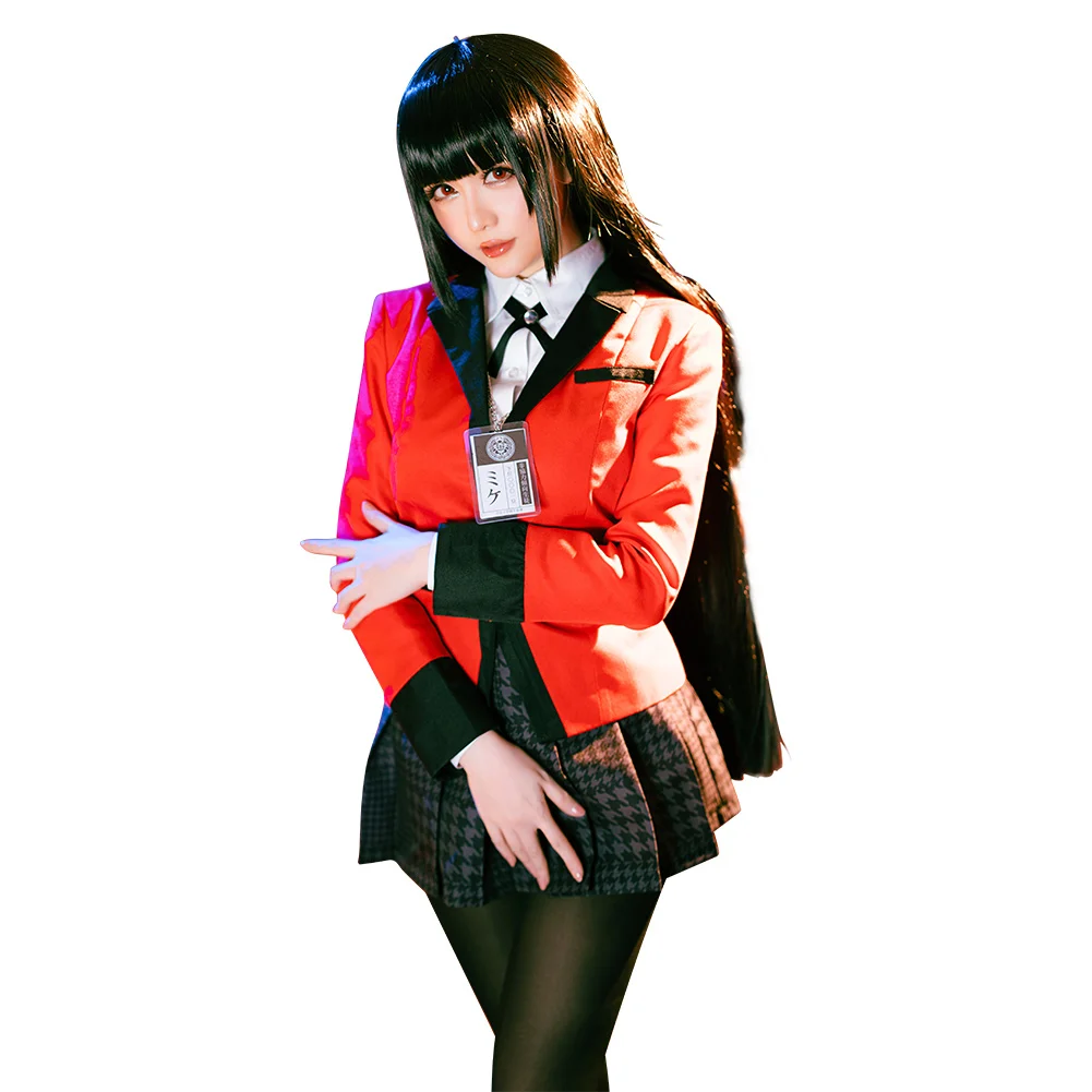 Jabami Yumeko Cosplay Costume Feminino, Anime Kakegurui Vermelho, Roupa Escolar, Disfarce, Halloween, Carnaval, Fatos de Festa