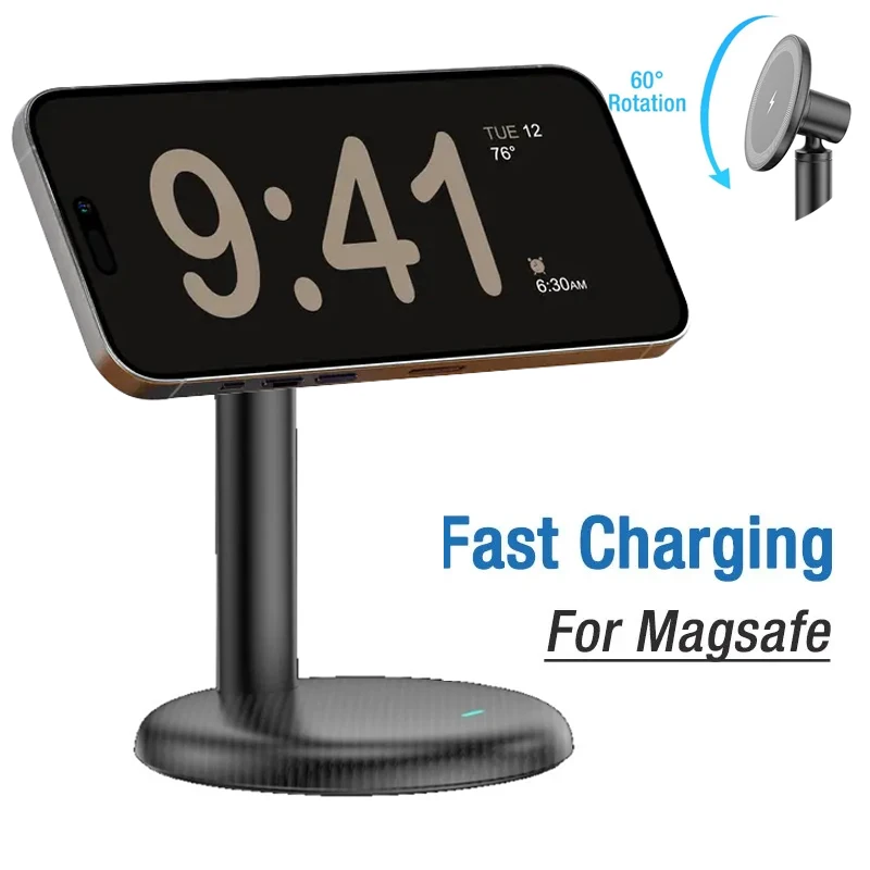 

60 ° Держатель для телефона Roatation, подставка для беспроводного зарядного устройства для Magsafe iPhone 17, 16, 15, 14, 13, 12, Pro Max, станция быстрой зарядки Samsung