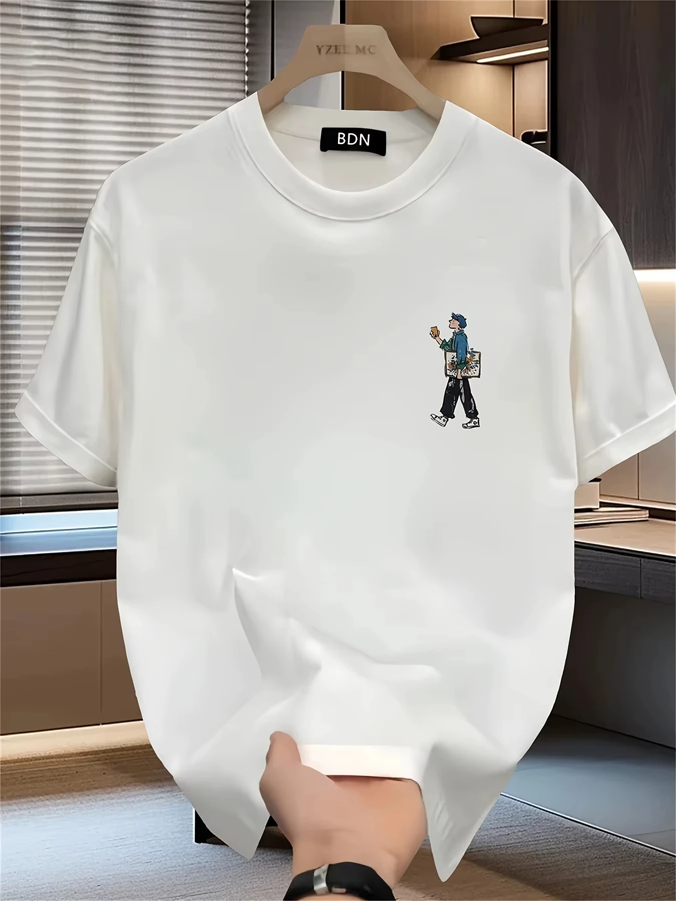 Men'S 100% Cotton Casual Short-Sleeve T-Shirt with A Round Neck, Trendy Design, Versatile for Summer, Featuring Print Patterns.