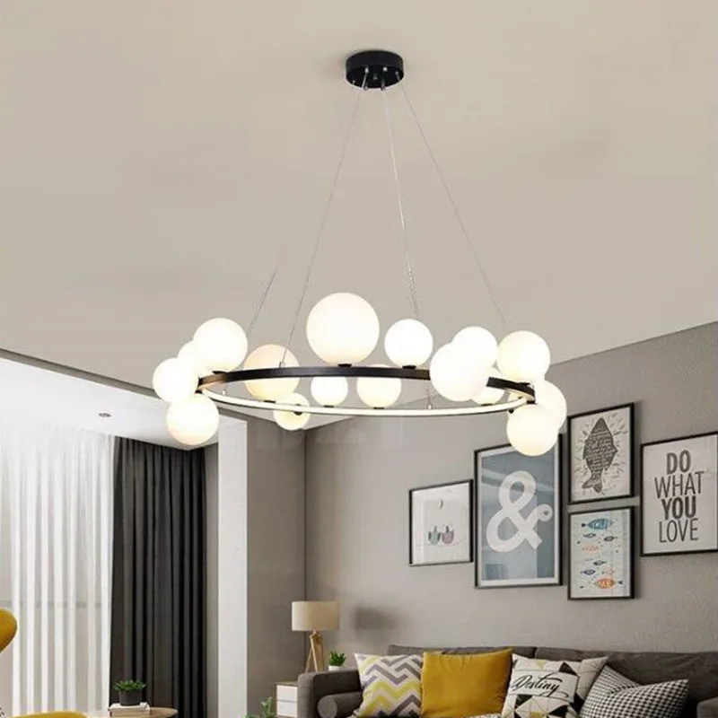 

Modern Molecular Style Glass Ball LED Pendant Chandelier Art Magic Beans For Bedroom Living Study Room Kitchen Bar Decor Fixture