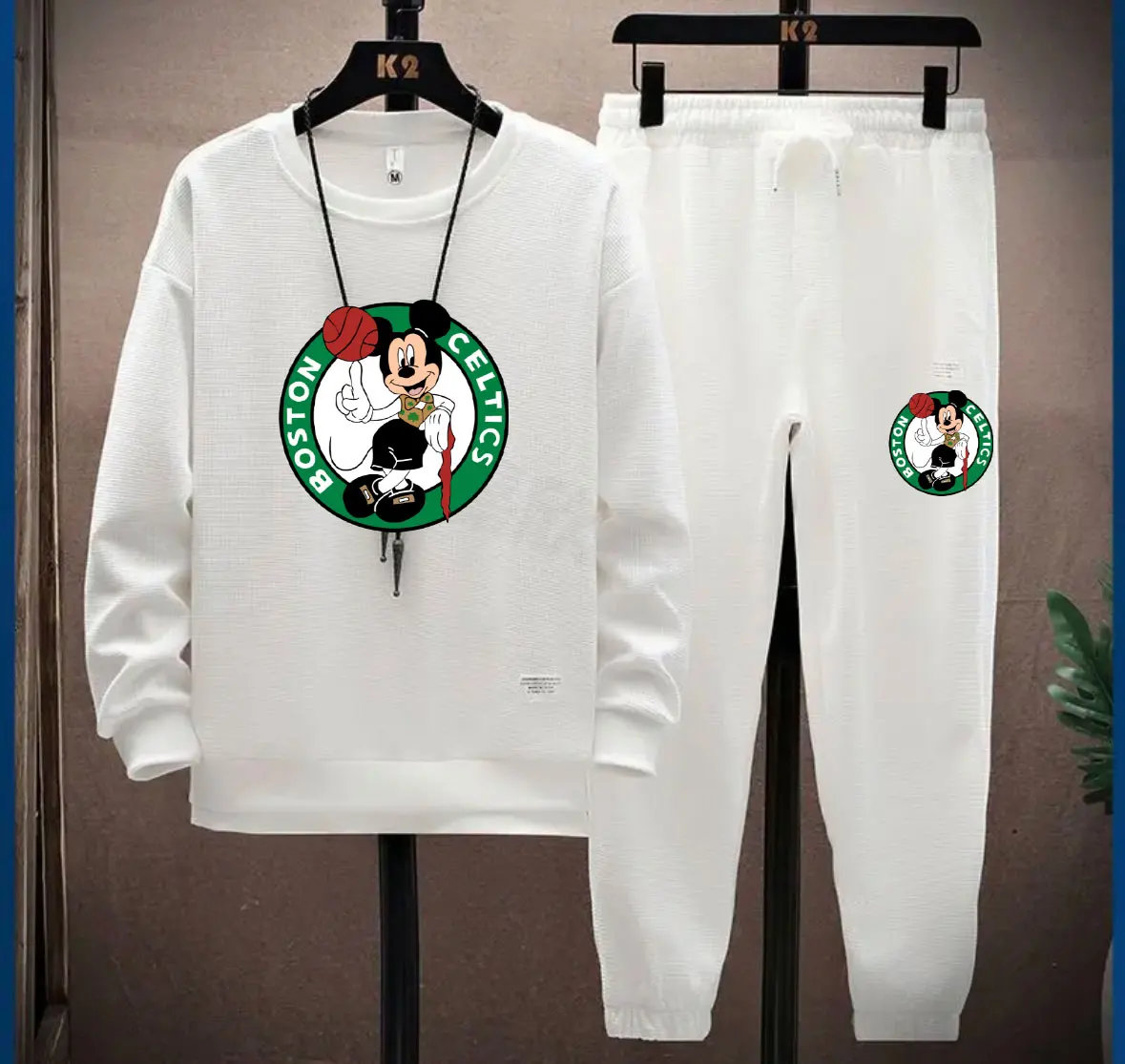 

Latest Outdoor Hot Selling Brand Cross border Spring and Autumn Printed Men's Sports Hoodie Set Disney Mickey Women's Set