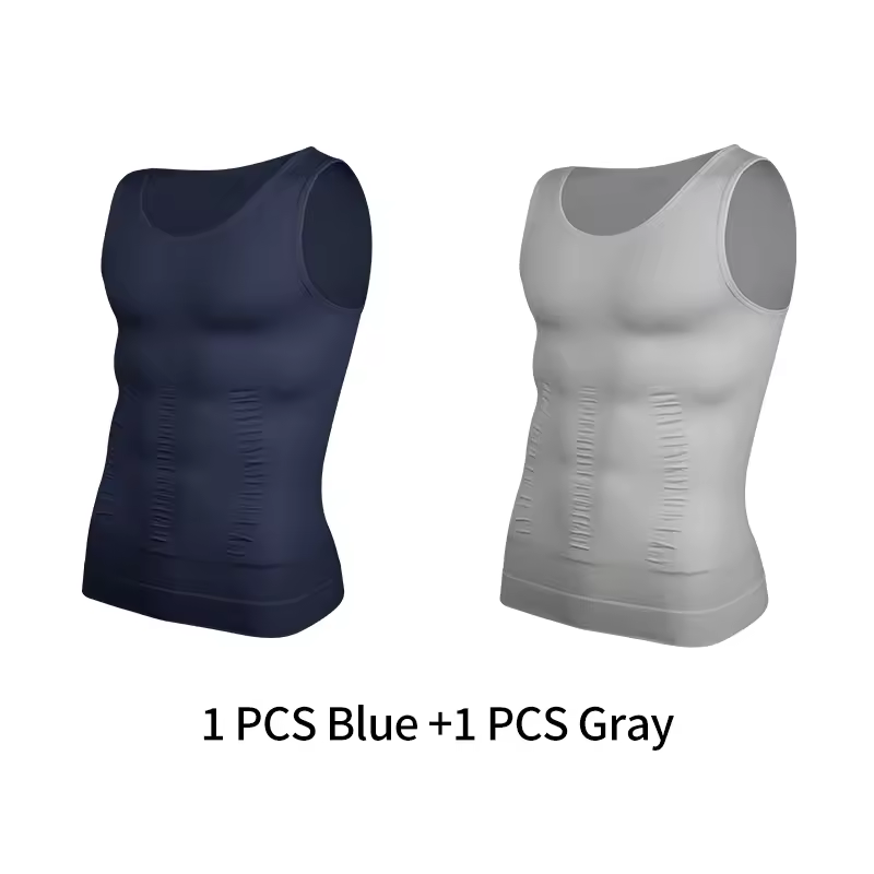 Mens Slimming Body Shaper Vest Shirt Abs Abdomen Slim Gym Workout Tummy Control Compression Tank Top Sleeveless Shapewear - Image 25